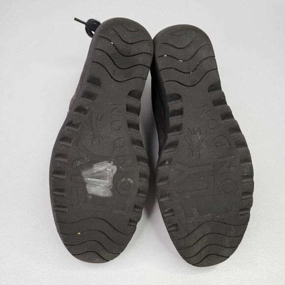 FLY London Suede Ruched Ankle Boots with Tie Detail Gray Women's Size 8 Wedge - Picture 7 of 9